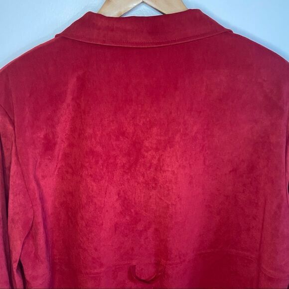 Vintage Dress barn red suede button up long sleeve - Picture 8 of 9